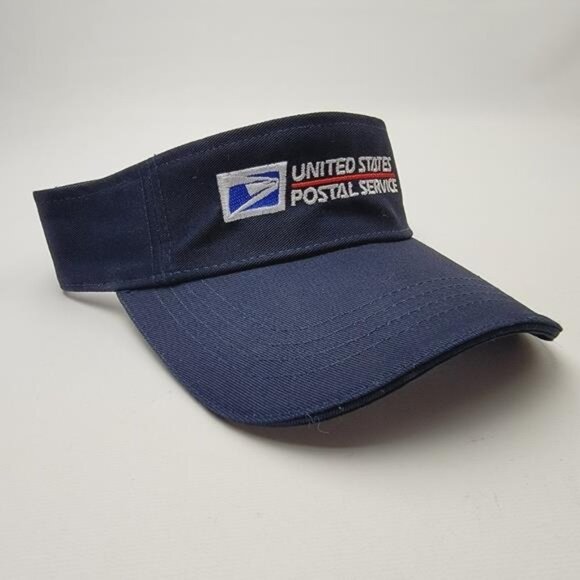 Postal Worker Mail Office Person Visor Cap Hat Navy Blue Embroidered Uniform 80s - Picture 3 of 4